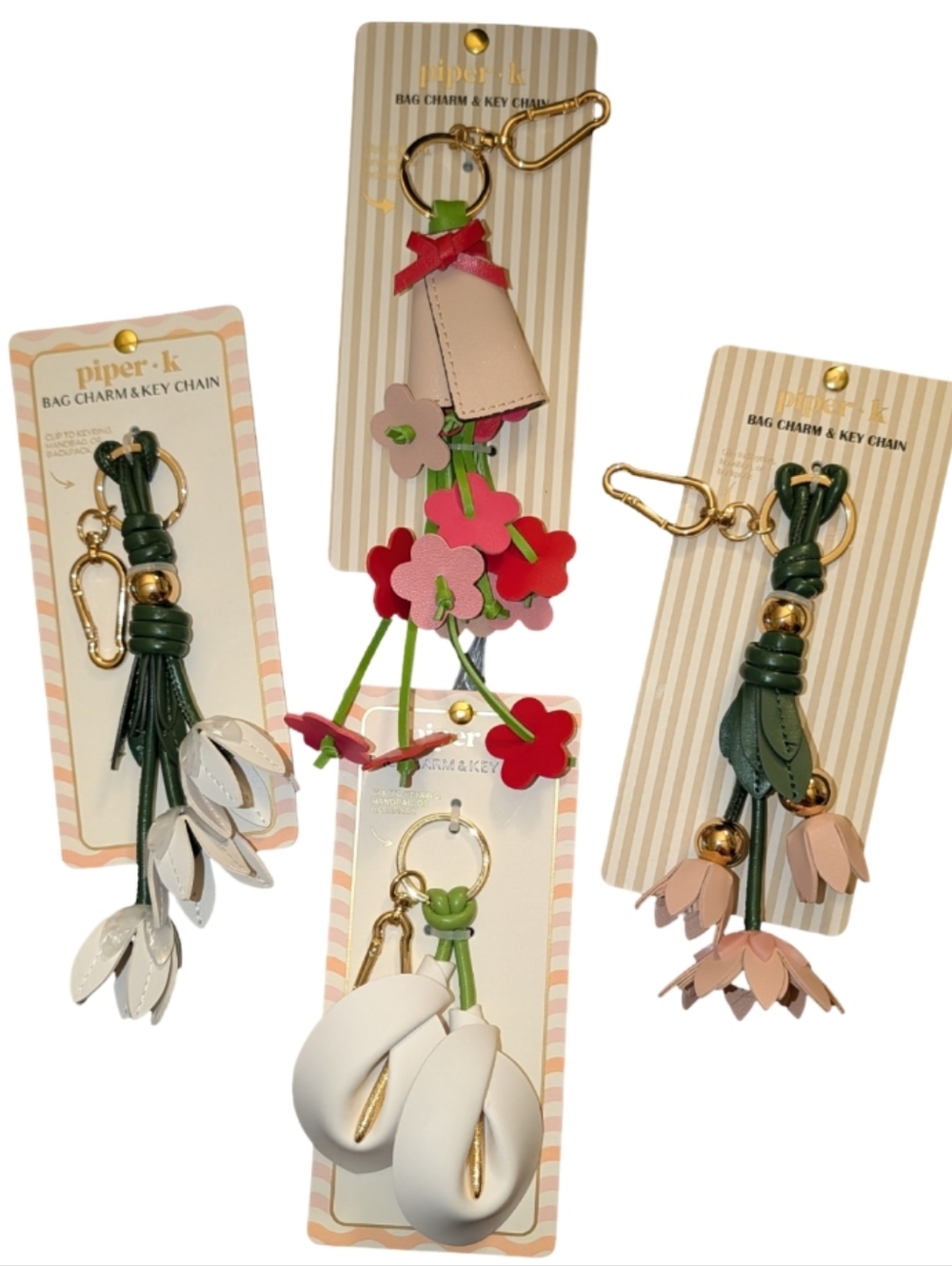 **SOLD**Piper K Bag Charms Springtime Floral 4pc Lot